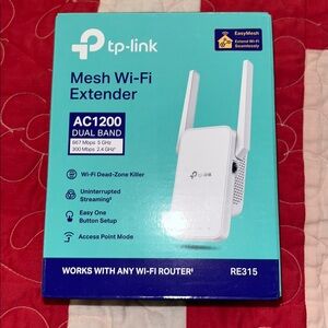 TP-Link Mesh Wi-Fi Extender in White and Teal Packaging